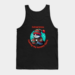 I Love Coffee Christmas And Cats, Cat And Coffee Tank Top